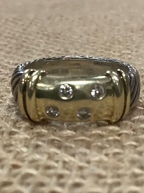 David Yurman Women's Two-tone 14K Diamond Cable Ring Size 6
